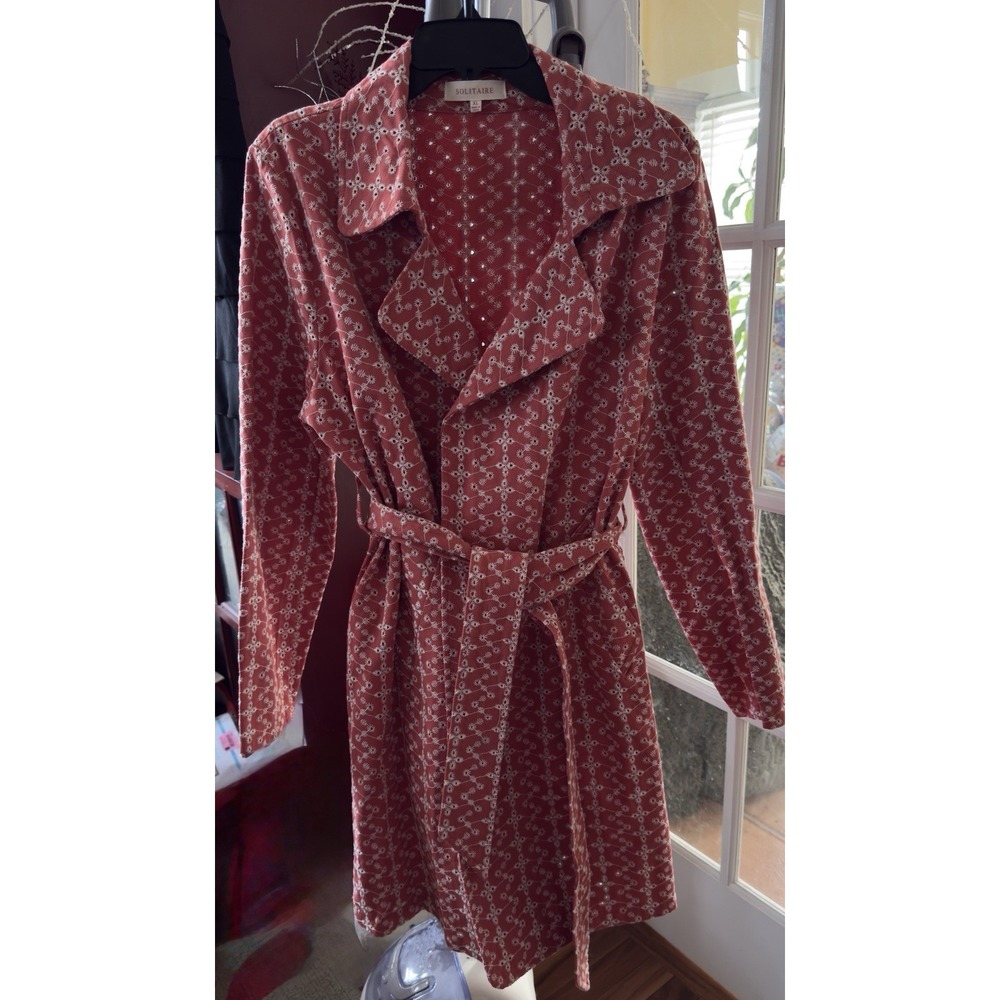 ANTHROPOLOGIE‎ Solitaire Femme Fashionable Eyelet TRENCH COAT JACKET  Pockets XL